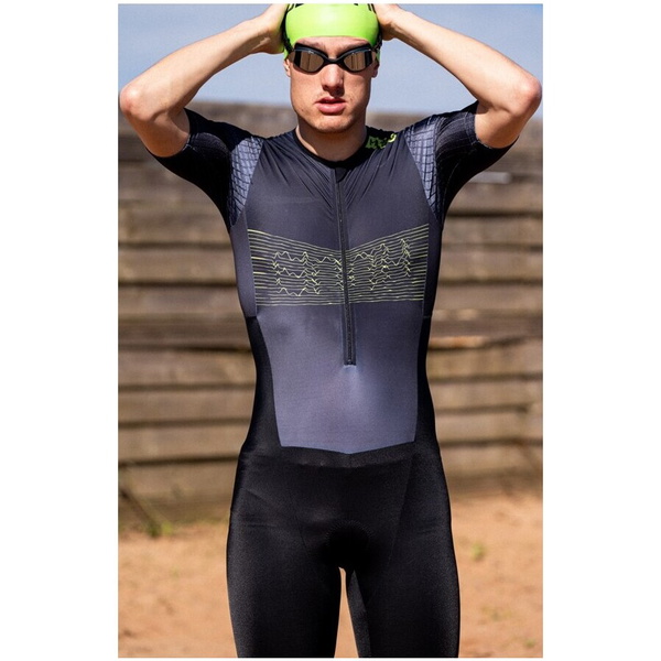 2026 HUUB Mens Contour Tri Suit CONTSBL - Black / Lime